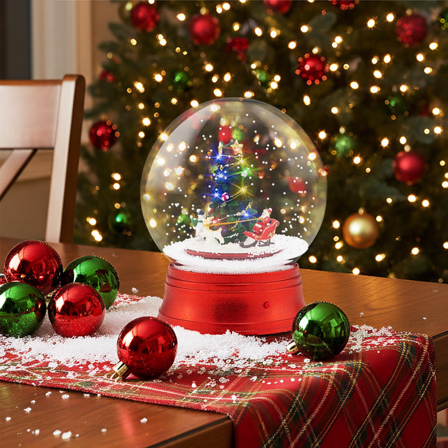 Goplus 5 Ft Christmas Snow Globe Lantern w/ 8 Tunes Blowing Snow Rotating Scene