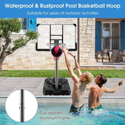 Goplus Portable Basketball Hoop Outdoor, 64"-79" Poolside Basketball Goal Height Adjustable