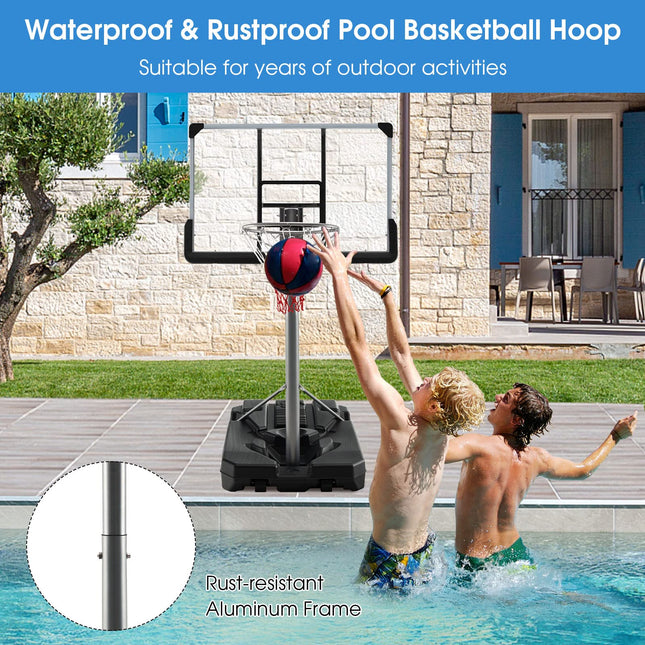 Goplus Portable Basketball Hoop Outdoor, 64"-79" Poolside Basketball Goal Height Adjustable