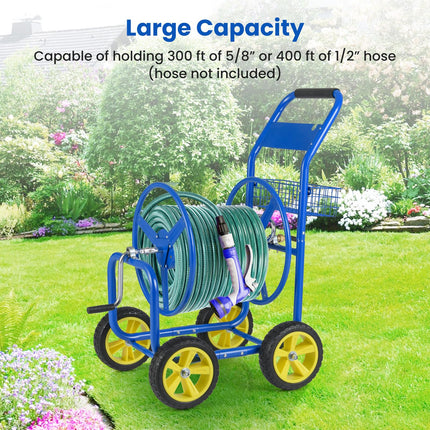 Goplus 300 FT of 5/8" Large Capacity Garden Hose Reel Cart Outdoor Planting Tool