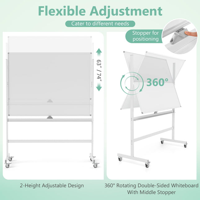 Goplus 48" x 36" Double-Sided Magnetic Dry Erase Board with Flipchart