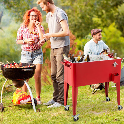 Goplus 80-Quart Outdoor Cooler Cart with Wheels for Patio Backyard