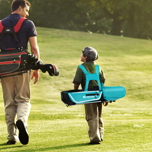 Goplus Junior Complete Golf Club Set for Kids, Right Hand Golf Clubs with Stand Bag, Rain Hood