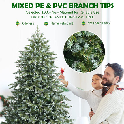 Goplus 7ft Artificial Christmas Tree with 1260 Mixed PE & PVC Branch Tips