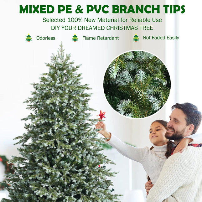 Goplus 7ft Artificial Christmas Tree with 1260 Mixed PE & PVC Branch Tips