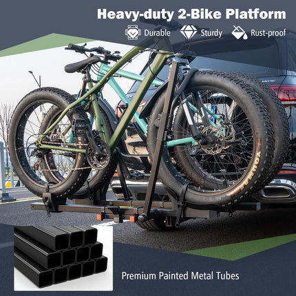 Goplus 2” Hitch Mount Bike Rack, 2 Bikes Platform Style Carrier w/Tilt-able Design for Easy Trunk Access