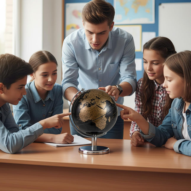 Goplus 8-Inch Rotating Earth Globe with Metal Stand | Decorative Tabletop Desk Globes
