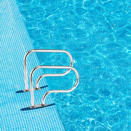 Goplus 2PCS Pool Hand Rail, Hand Grab Rail w/Quick Mount Base Plate, Stainless Steel Swimming Pool Stair Rail