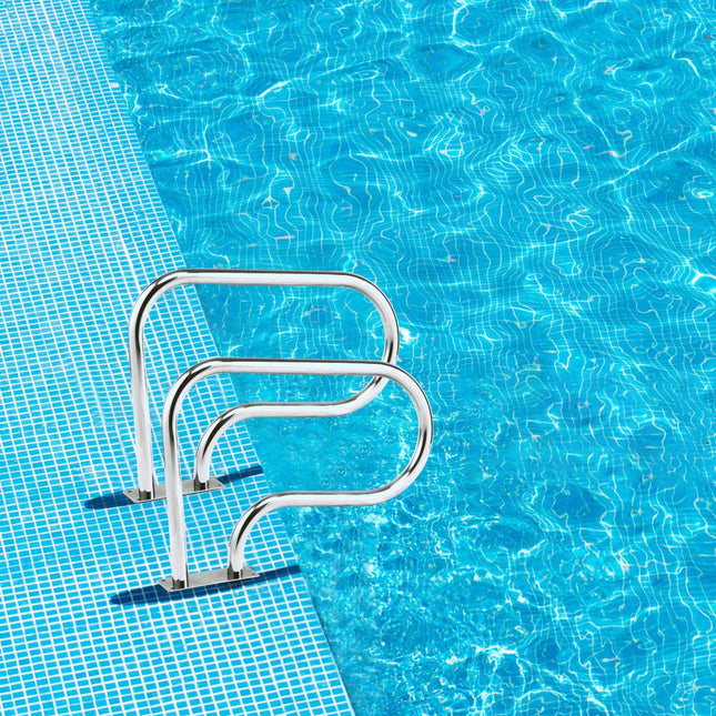 Goplus 2PCS Pool Hand Rail, Hand Grab Rail w/Quick Mount Base Plate, Stainless Steel Swimming Pool Stair Rail