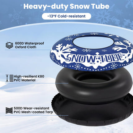 Goplus 42" Heavy-Duty Snow Sledding Tube with Detachable Tow Strap for Adults
