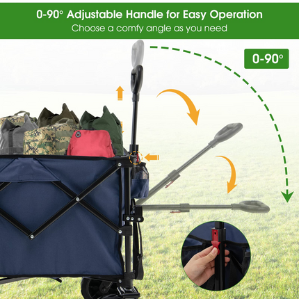 Goplus Collapsible Wagon Cart, Foldable Heavy Duty Utility Wagon with Adjustable Handle - GoplusUS