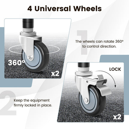 Goplus 4 inch Caster Wheel Set,Expanding Stem Caster Set of 4, 2 Wheels with Brakes