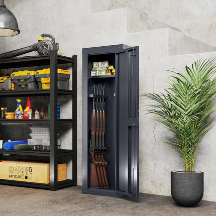 Goplus 8 Rifle Gun Safe, Fireproof Large Gun Cabinet with Storage Shelf