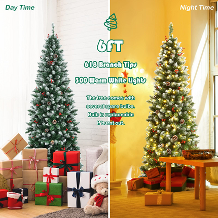 Snow Flocked Artificial Hinged Xmas Tree