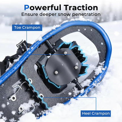 Goplus 21 Inche Light Weight Aluminum Terrain Snowshoes with Anti-Shock Trekking Poles and Carrying Tote Bag