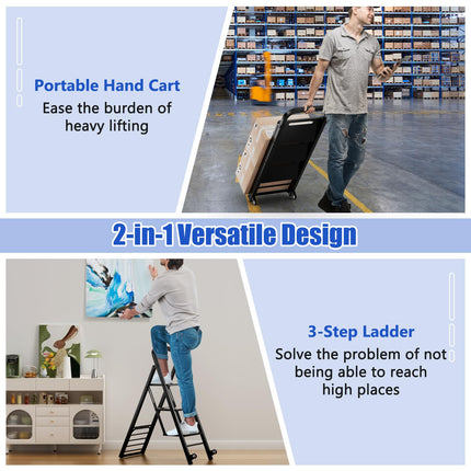 Goplus 2 in 1 Convertible Hand Truck Dolly and Step Ladder