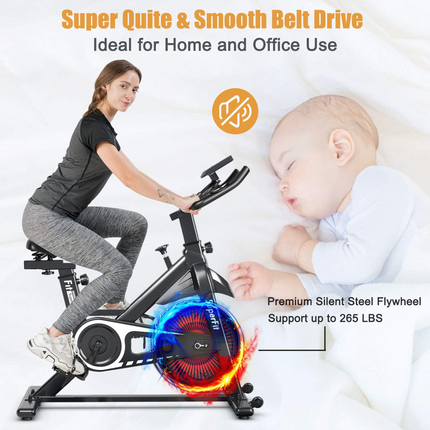 Goplus Indoor Cycling Bike, Silent Belt Drive Exercise Bike with Steel Flywheel, Phone Holder - GoplusUS