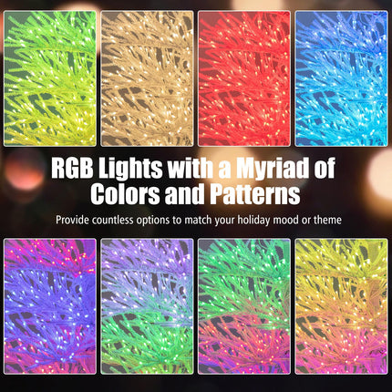Goplus 7ft Pre-Lit Artificial Christmas Tree with 923 Multicolored LED RGB Lights & Remote