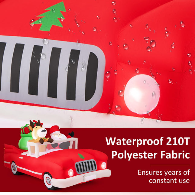 Goplus 7.7 FT Long Lighted Xmas Inflatable Santa Claus & Reindeer Driving Red Car Gift Boxes