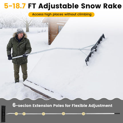 Goplus 25" Blade 5-18.8 FT Extendable Aluminum Snow Removal w/ Angled Head