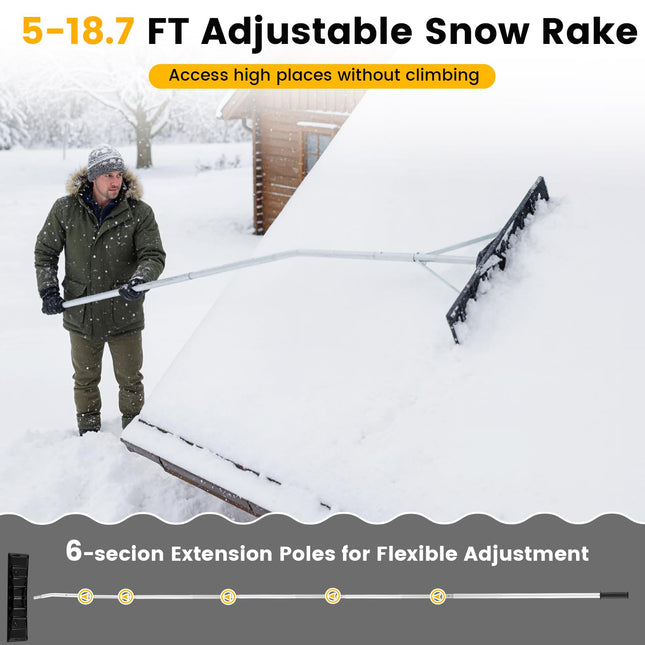 Goplus 25" Blade 5-18.8 FT Extendable Aluminum Snow Removal w/ Angled Head