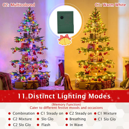 Goplus 6.4 FT Pre-Lit Artificial Christmas Tree with 360° Rotatable Base