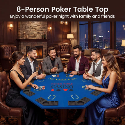 Goplus 48" Foldable Octagonal Poker Table Top | Portable Poker Mat for Texas Hold'em