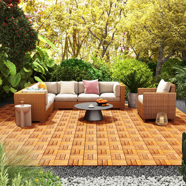 Goplus 27/54 PCS Interlocking Patio Deck Tile Tool-Free Installation(12" x 12")