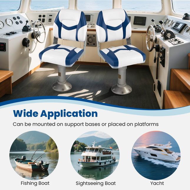 Goplus 2 Packs Folding Boat Seat with Stainless Steel Screws & Aluminum Hinges