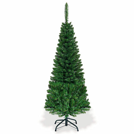 Goplus 4.5FT / 6.5FT / 7.5FT Prelit Pencil Christmas Tree, Premium Hinged Fir Tree - GoplusUS