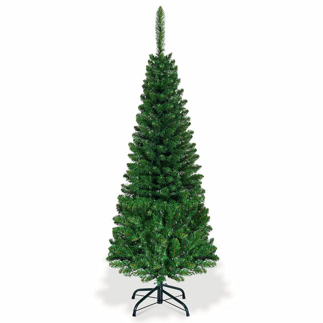 Goplus 4.5FT / 6.5FT / 7.5FT Prelit Pencil Christmas Tree, Premium Hinged Fir Tree - GoplusUS