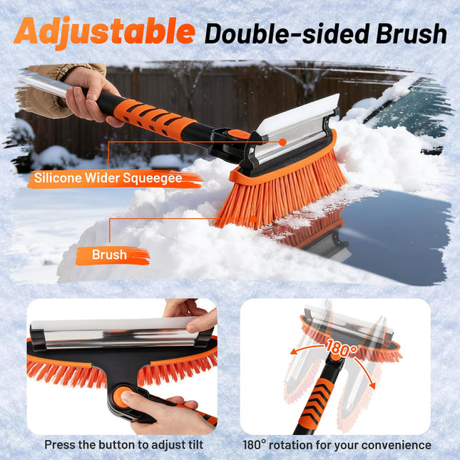 Goplus 42" Ice Scraper for Car Windshield | 4 in 1 Extendable Snow Shovel
