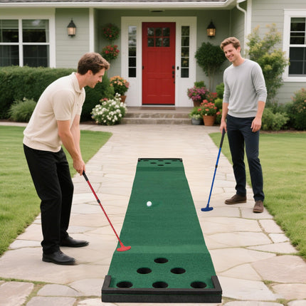 Goplus Portable Golf Putting Mat with 2 Adjustable Putters