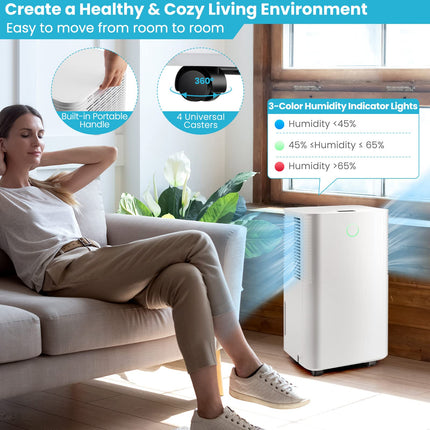 2000 Sq. Ft Dehumidifier with 3 Modes, 2 Speeds, LED Touch Control Panel, Dehumidifier for Home Office