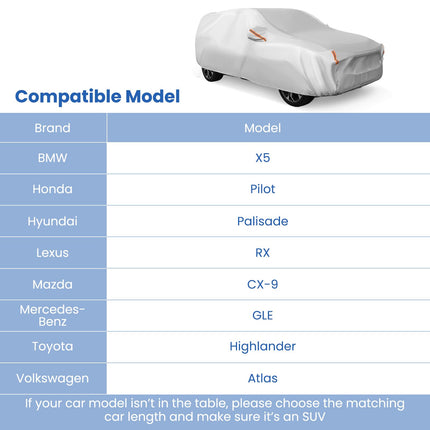Car Cover for Automobiles 200 Inch Rain Sun UV Protection Fit SUV BMW Honda Lexus Mercedes-Benz