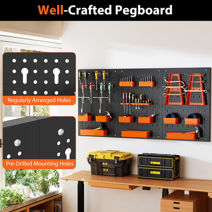 Goplus Pegboard Tool Organizing Kit w/ 3 Pegboards & 28 PCs Hanging Accessories