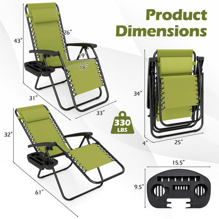 Goplus Zero Gravity Chairs Set of 1/2 Portable Patio Recliners