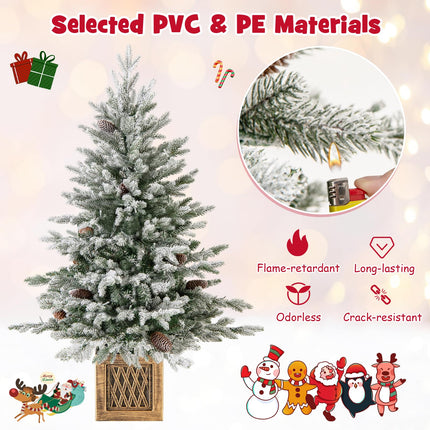 Goplus 4 FT Pre-lit Entrance Christmas Tree with 100 LED Lights 15 Pine Cones & Vintage Base