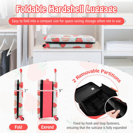 Goplus Kids Luggage, 20” Foldable Expandable Carry-on Suitcase with Rolling Wheels