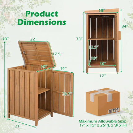 Goplus Wood Package Delivery Box fot Outside Utility 2-tier Outdoor Storage Cabinet Tool Shed