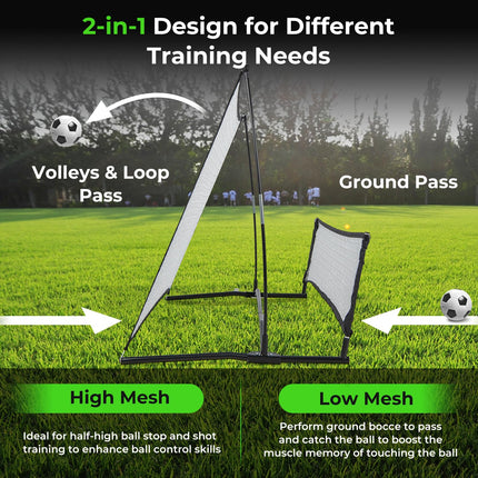 Goplus Soccer Trainer 80”x40”, 2-in-1 Soccer Rebounder Net with Carrying Bag
