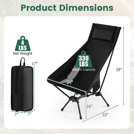 Goplus Portable High Back Camping Chairs | Lightweight Compact Collapsible Lawn Chairs