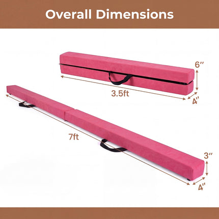 Goplus 7 FT Gymnastics Balance Beam Foldable Non-Slip Foam Floor Beam