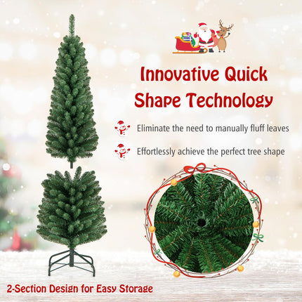Goplus 5ft / 6ft / 7ft / 8ft Slim Pencil Christmas Tree with Quick Shape Technology