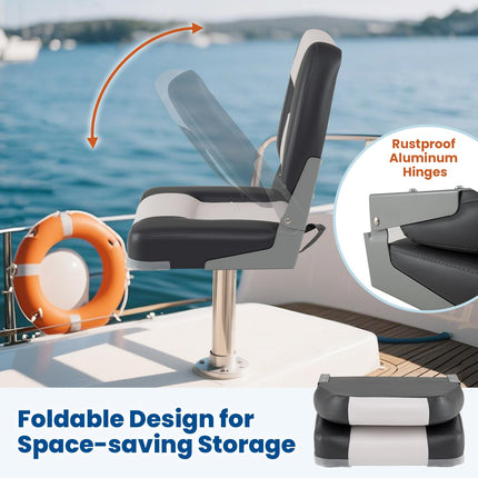 Goplus 2 Packs Folding Boat Seat with Stainless Steel Screws & Aluminum Hinges