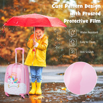 Goplus 2PC Kids Luggage, 12" & 16" Kids Carry On Luggage Set, Lightweight Spinner Suitcases