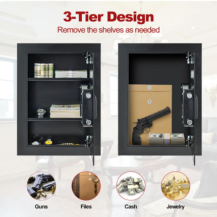 Goplus 22" Tall Wall Safe, Electric Safe Box Fits Between the Studs,Hidden Wall Mount Safe