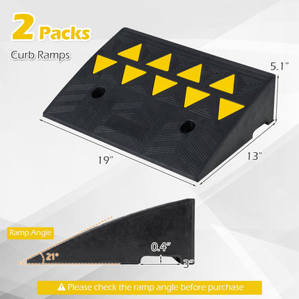 Goplus 2 Pcs Heavy-Duty Rubber Curb Ramp 15 Ton Load Capacity 5" Rise