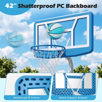 Goplus Pool Basketball Hoop w/42" PC Backboard | Swimming Poolside Basketball Goal System