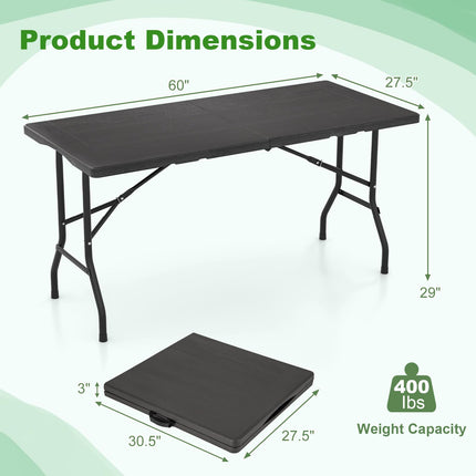 Goplus 5ft Plastic Folding Table w/Handle for Picnic Camping Dining
